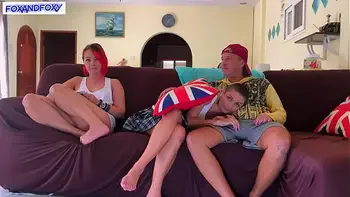 Creampie her next to girlfriend while she watches TV