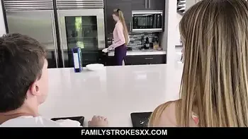 Cute stepsis and stepmom team up on a big cock ( Bunny Colby )