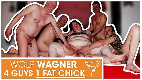 Swinger orgy! Fat slut enjoys having 3 hard cocks in her cunt and mouth! WolfWagner.com