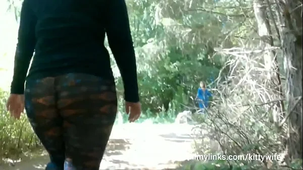 Sheer Leggings Nature Walk With Fat Booty Flashing