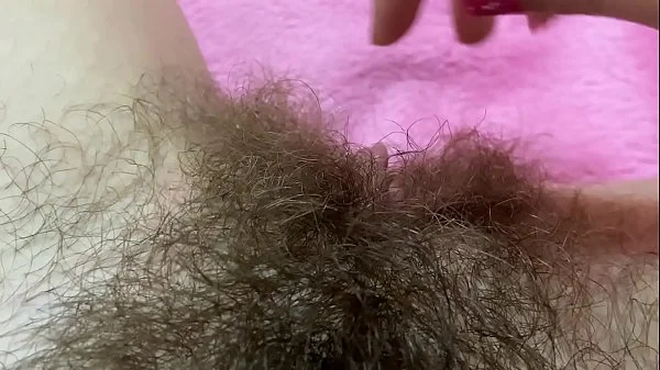 Huge pulsating clitoris orgasm in extreme close up with squirting hairy pussy grool play