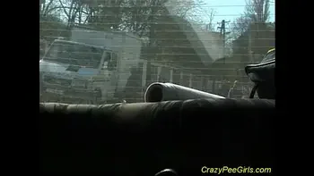 Busty fatty pissing outdoor