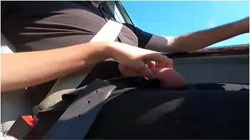 While Driving My Jerks My Cock To Make Me Hard And I Stop To Cum All My Cum In Her Mouth