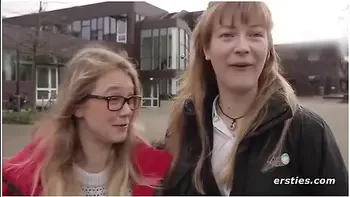 German Girls Enjoy Themselves In A Library In Berlin
