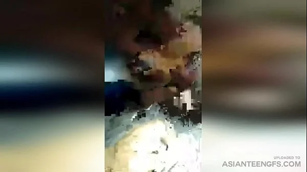 Chinese teen girlfriend sucks a cock and fucks on the streets at night