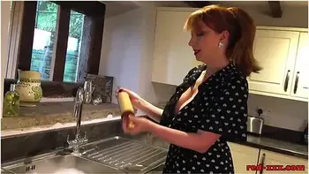 Fucks The Rolling Pin In The Kitchen With Red Xxx