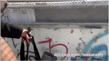 Tessa Tasty Squirts On A City Bridge