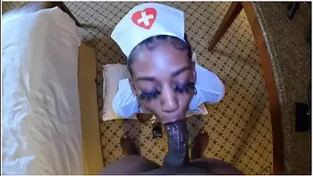 Petite Ebony Nurse Santana Knew How To Make Bbc Feel Better. Sloppy Blowjob!!!