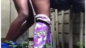 Bitch Got Her Bussin His Morning Nut In Her Pussy At The Back Of Her Mama House