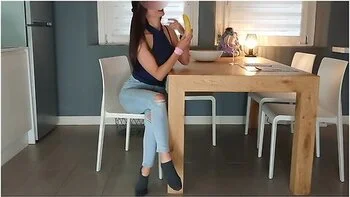 I Fuck My Tight Juicy Pussy With A Banana Until Explode In A Shaking Multiple