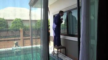 Angel The Dreamgirl's Shiny Nylon Legs Covered in Huge Cumshot