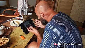 Redneck John Fucks Twins Hardcore - BDSM Threesome with Deep Throat Blowjob