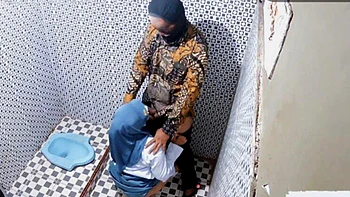 Indonesian Hijab Teacher Fucks Student in Public Toilet - Clarelia Jamsen Blowjob Viral