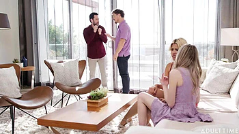 Horny Hotwife Scarlett Sage Swaps Husbands with Bestie Carlita Ray for Wild Group Fuck - Blonde MILF Threesome