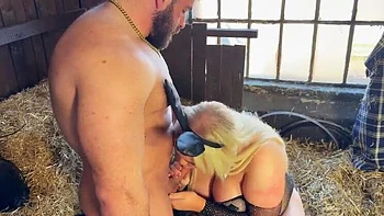 AmeliaRae British Bunny Barn Blowjob & Huge Cumshot on Big Natural Tits