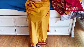 Hottest Saree Sex - Desi Milf In Silk Saree Fucked Hard By Stepbrother In Law - Loud Moans - Pussy Eating