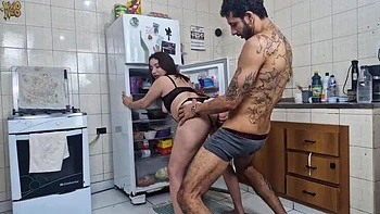 Quick Kitchen Floor Fuck - Amateur Latina Slut Gets Creampied By Big Cock