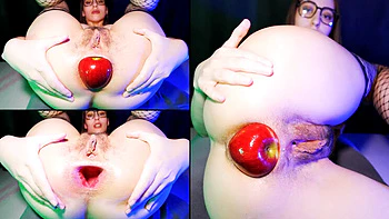 Hairy Brunette Wonder Ivy Takes Hardcore Anal Gape with Fishnet and Plug Close Up