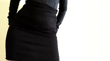 Secretary No Panties Skirt Teasing Fingering Pussy Close Up