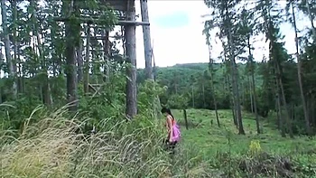 Naughty Teen Harrietta Fucks Mature Couple in Park Threesome