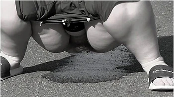 Mature Bbw Milf With A Big Bush On Her Pussy Pisses On The Road