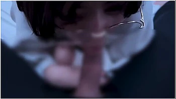A Girl With Glasses Who Gives A Cleaning Blowjob Until She Gets Smaller After Pulling Out