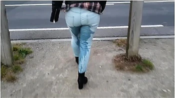 Public Wetting In Tight Blue Jeans, Then Rewetting Them Again Later! (no Toilets Allowed) ;)