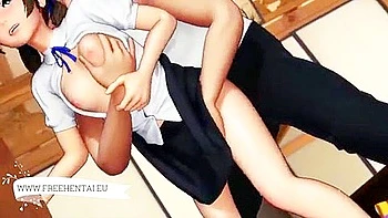 She puts her tits out and straddles the man while he cums inside her.