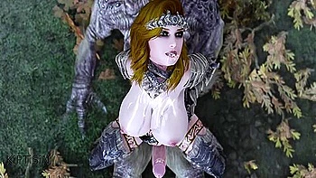 Troll Fucks Curvy Futanari Warrior With His Big Dick 1