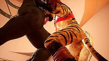 Young Tigress Give The Muzzle
