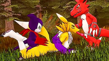 Renamon - Threesome With Guilmon And Impmon