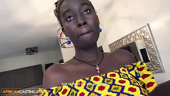 Ebony Babe Gagging On Big Dick & Facial Cumshot POV Casting