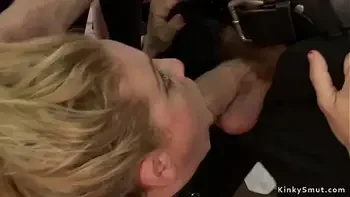 Busty MILF fucked and fisted in public