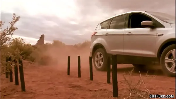 Deviant couple torment babe in desert