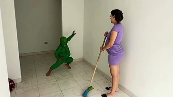 Sexy Pregnant Latina Finds A Horny Little Monster At Home Who In Exchange For Not Scaring Her Ends Up Fucking Her Hard
