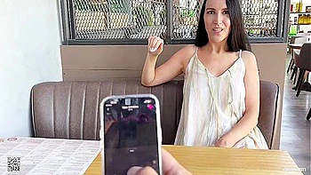 Lovense Control In Cafe And Hot Blowjob