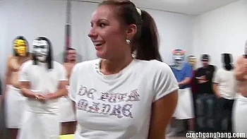 Threeway Party Gangbang With Young Slut And Masked Dudes