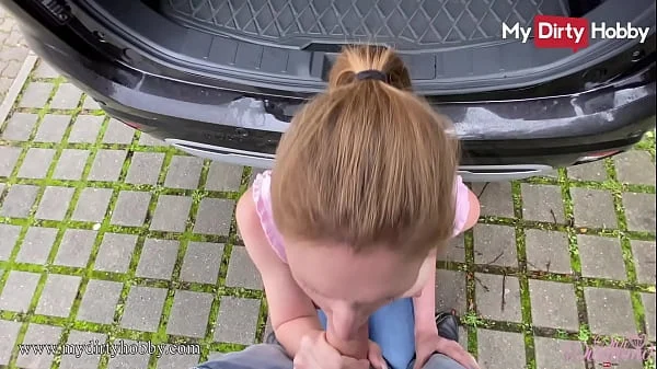 - Busty babe has sex on the back of her car