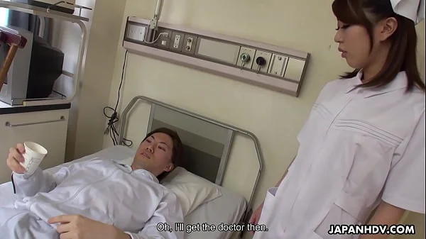 Japanese nurse, Reina Wamatsu rubs dick, uncensored