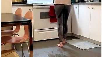Casually Wetting In The Kitchen