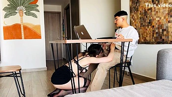 Cute Gf Sucks My Dick While I Try To Work / Soft Porn With Cute Guy