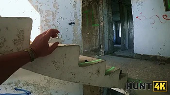 HUNT4K. Redhead babe was really shy to fuck while girlfriend was watching