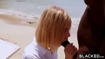 Stunning Tiny Blonde Emily Hops On Monster Big Black Dick