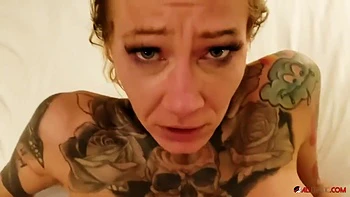 Inked-up, Rough-looking Bitch Amanda Doll Gets Fucked In Pov