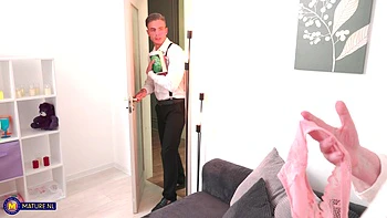 Toyboy Student Gets Caught By His 77 Year Old Anal Loving Granny Landlord Sharon Amore Jerking Off