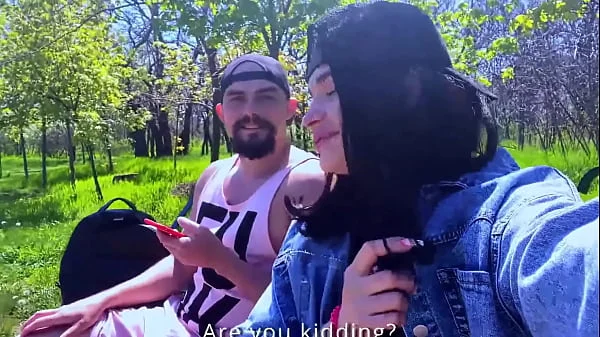 Blowjob challenge in public to a stranger, the guy thought it was prank