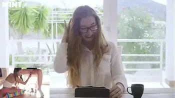 Talia Mint Challanges her Girlfriend while Fucking her Pussy under Table