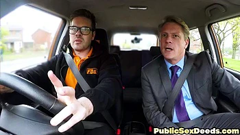 Cougar slut deepthroating in car