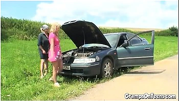 Teen 18+ Fucks Old Man Outside