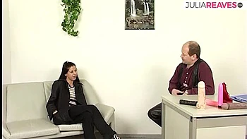 Skinny German Brunette Casting Striptease - Petite Girl Exposes Tiny Tits & Moans with Huge Dildo